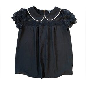 Vintage 90s/Y2K Charlotte Russe Black Lace Goth Babydoll Top Size Small